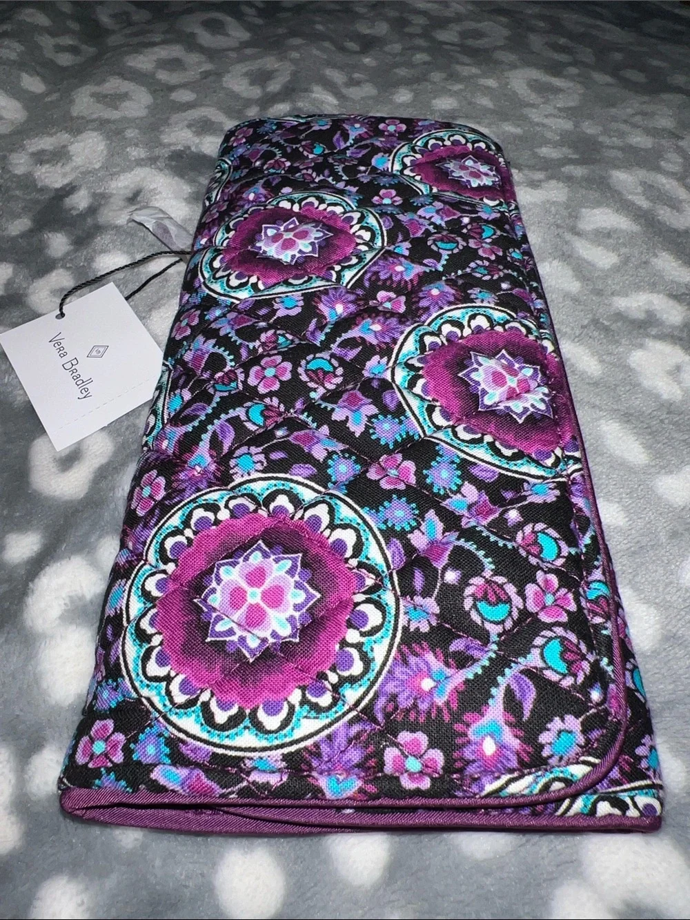 Vera Bradley Purple Teal Floral Quilted Wallet - Picture 2 of 8